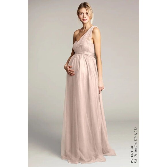Jenny Yoo 'Aidan' Convertible Strapless Chiffon Gown size  6  Blush - Picture 4 of 15